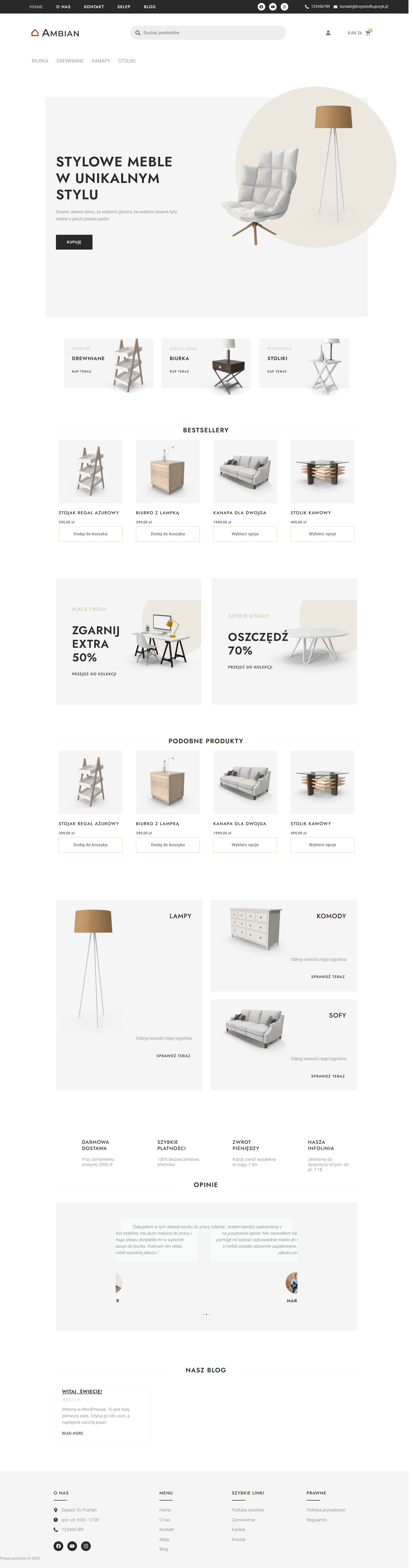 Sklep internetowy z branży meblowej